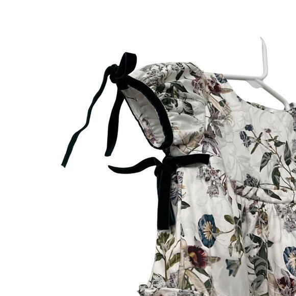 Edgehill Collection Baby Girl Jacquard Floral Velvet Ties Ruffle Hem Dress 12M - Picture 3 of 6